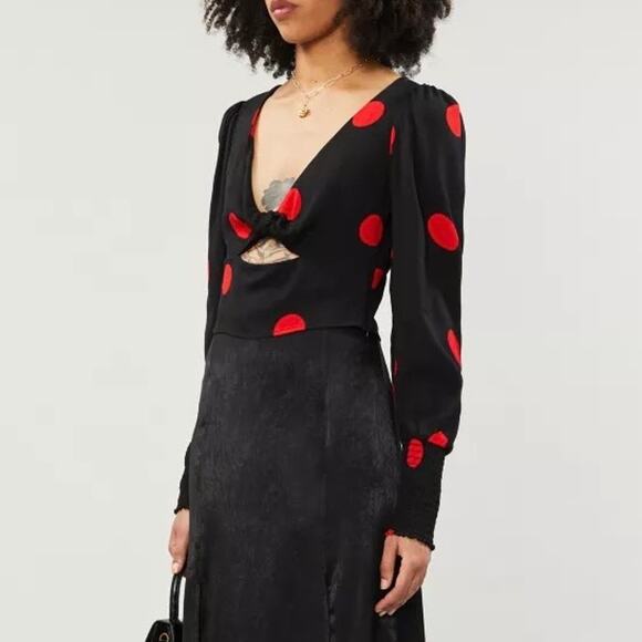 Reformation Marais Top in Polka Size 4 - Picture 1 of 7